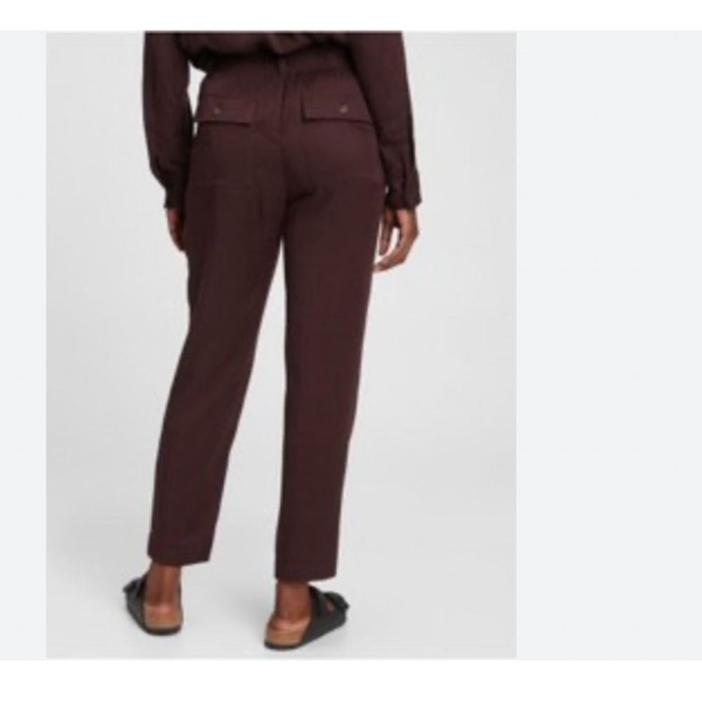 Gap Tencel High Rise Ankle Pull On Pants Burgundy Ankle Length Women 0 New